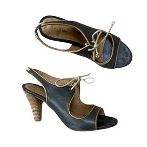 J Shoes Leather Gray Open Toe Lace Women’s Heels Size 9. N